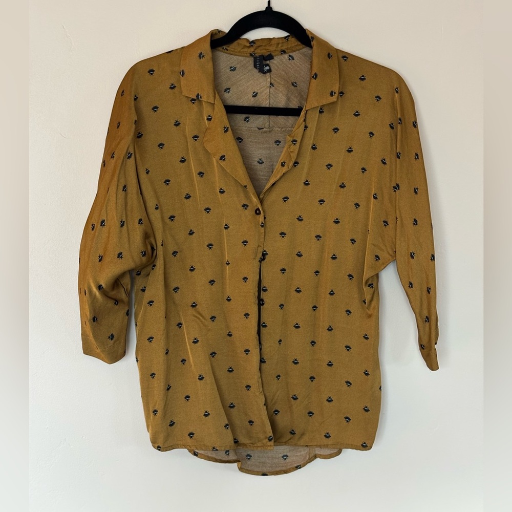 Knot Sisters Gold Bee Satin Blouse